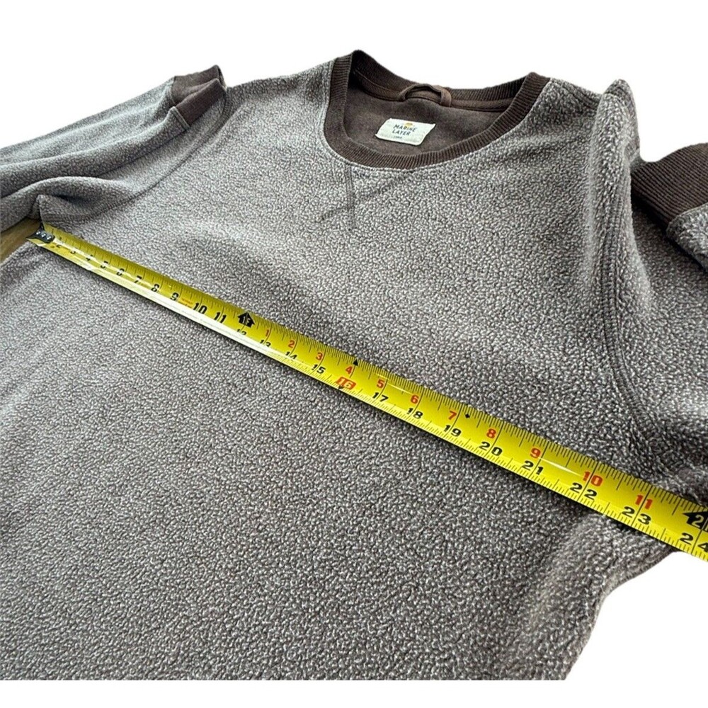 Marine Layer Out Pile Sweatshirt Men Sz L Brown Fleece Crewneck Pullover EUC - Picture 5 of 11